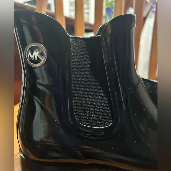 Black MK Ankle Rain Boots - Picture 6 of 7